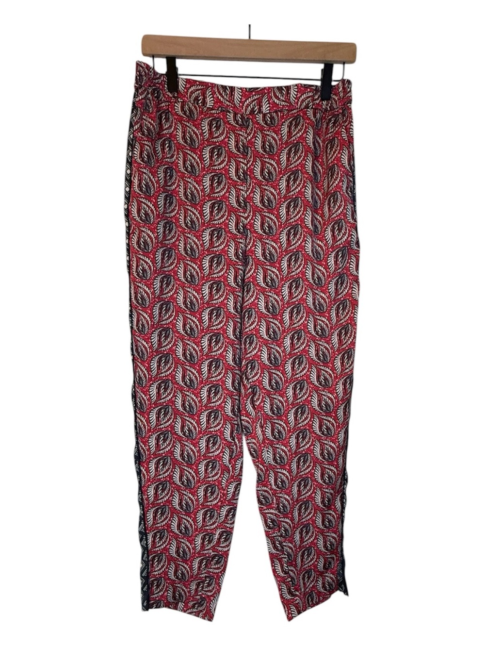 Anthropologie ETT: TWA Red Blue Patterned Pants with Side Stripe